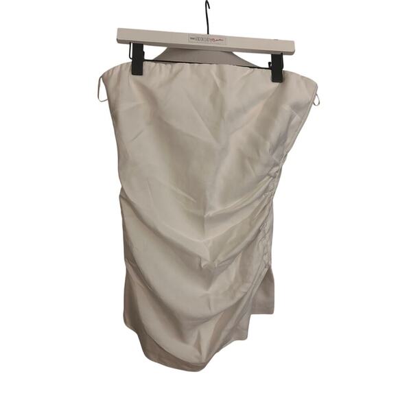 Nwt- Zara Women's Knit Ruched Strapless Mini ROMPER White Sz L - Picture 2 of 4